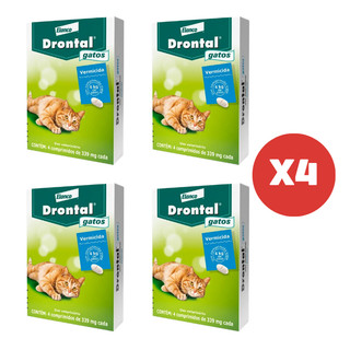 Kit 4 Vermífugo Drontal Gatos 4 Comprimidos para Gatos de até 4kg Elanco em Oferta na Shopee