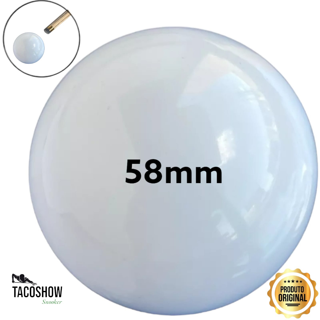 Bola Branca Bolão de Sinuca Bilhar Snooker Avulsa 58 mm Lisa Branca