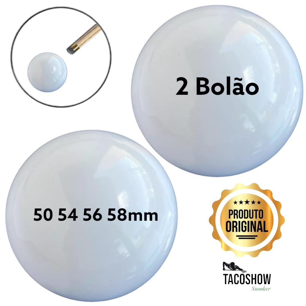 2 Bolão Bola Branca Sinuca Bilhar Snooker Tamanhos 50 54 56 58 mm Bolas Kit