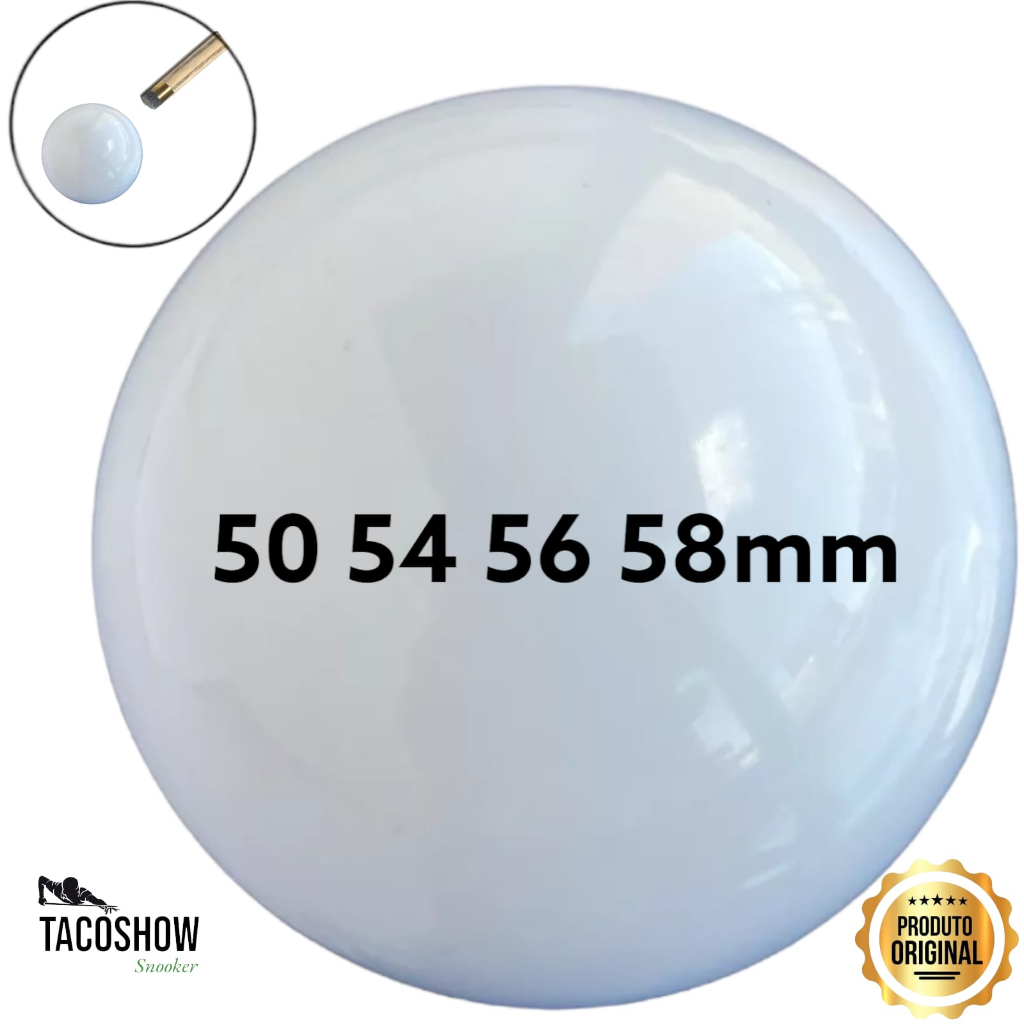 Bola Branca Bolão De Para Sinuca Bilhar Snooker Tamanho 50 54 56 58 mm Lisa Avulsa Solta