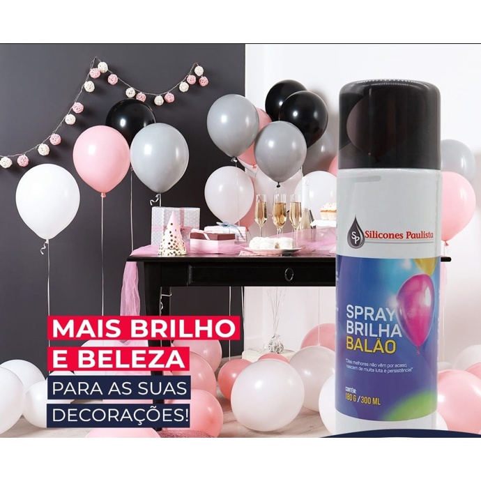 Spray Brilho de Balões - 300ml - 01 unidade - Renova e Traz Brilho as Decorações de Balões