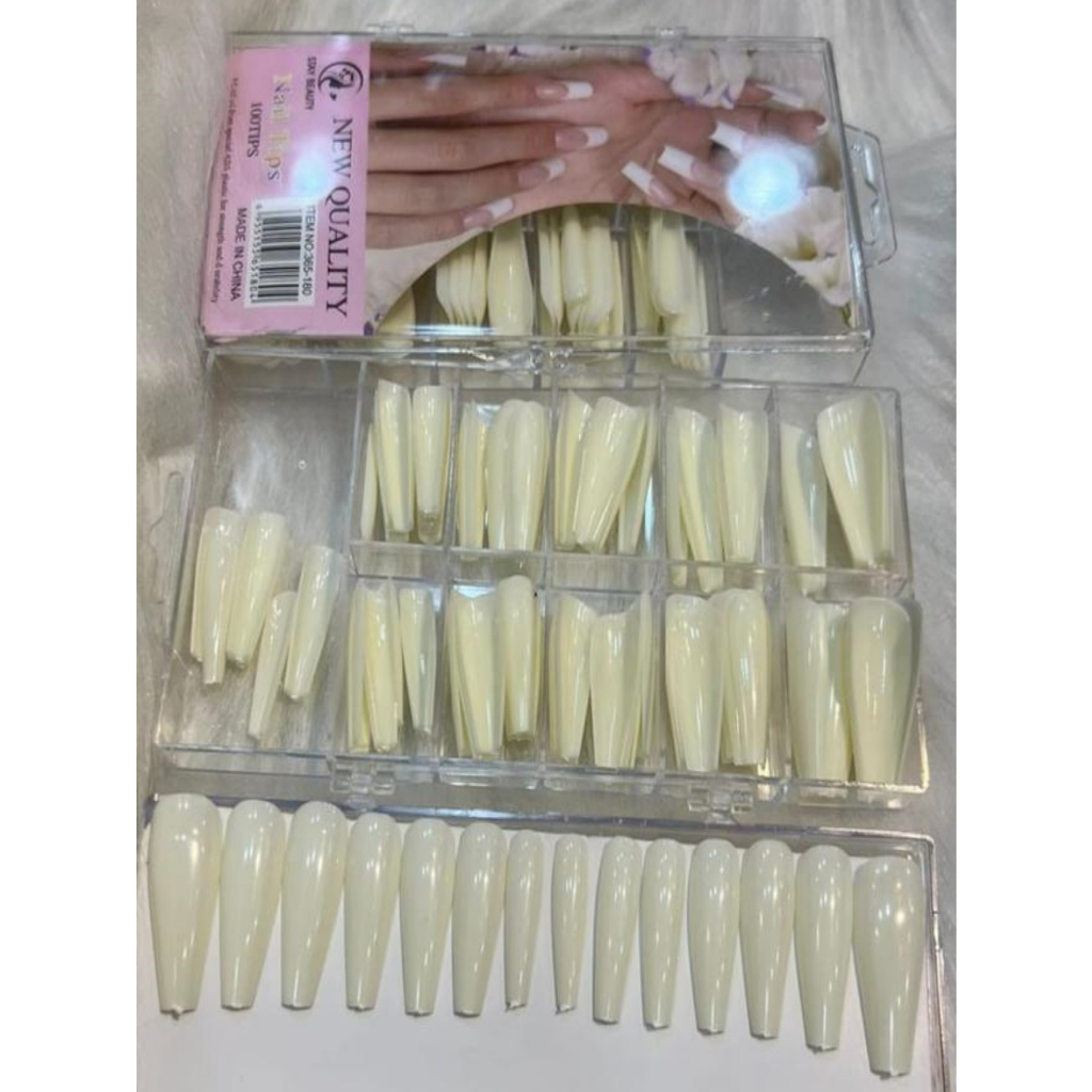 Unha Postiça 100 unidade Longa Bailarina Realista Natural 122# em Oferta na Shopee