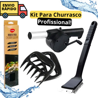 Kit De Churrasco Completo Garras De Urso Tridente Manta Para Churrasqueira Teflon Acendedor E Assoprador Para Churrasco E Escova Limpa Grelha De Aço Para Casa Restaurantes Praticidade E Segurança