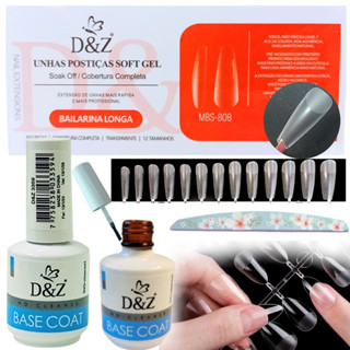 Tips De Gel Bailarina D&z 500un Soft Gel + Base Coat + Lixa softgel speed alongamento de unha