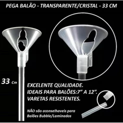 Kit 100 Pega Balão Ponteiras Vareta Suporte Bexiga Transparente Festa 33cm (CHOCO)