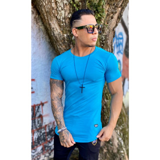 Camiseta Masculina Longline Lisa Viscolycra Slim Fit