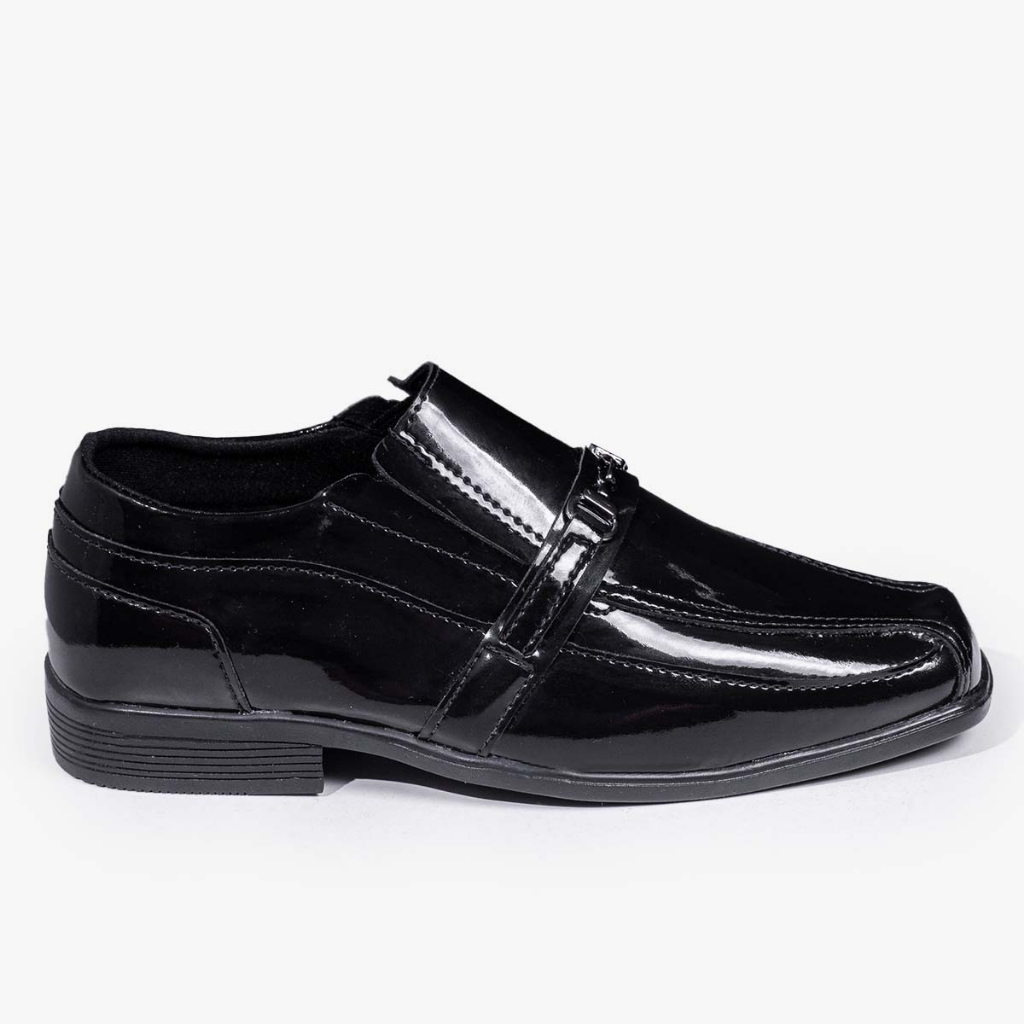 Sapato Masculino Preto Juvenil Infantil Social Com Fivelinha Lindo E Leve