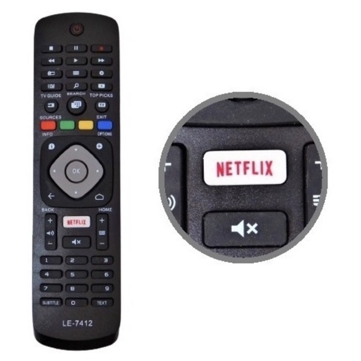 Controle Philips LCD Com Tecla Netflix Le-7412
