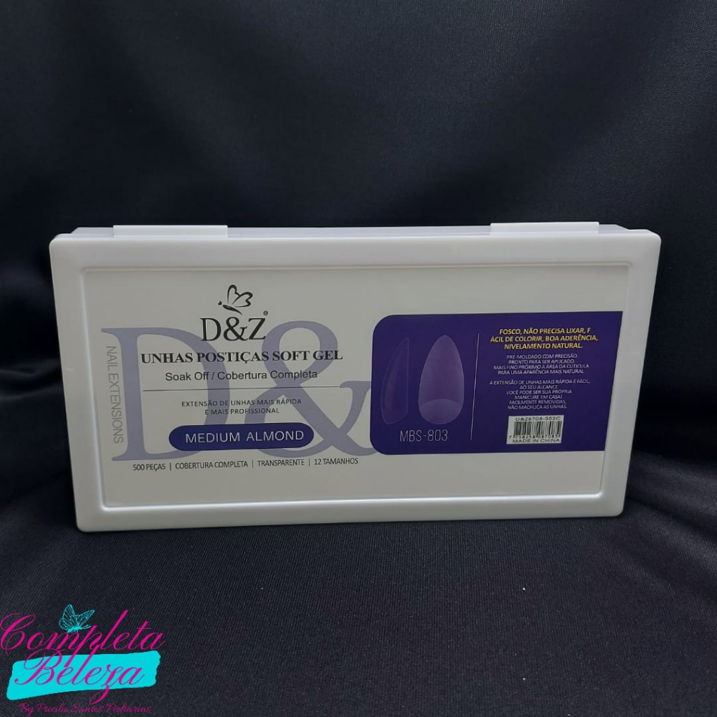 Unhas Postiça Soft Gel 500 Unidades Medium Almond D&Z em Oferta na Shopee