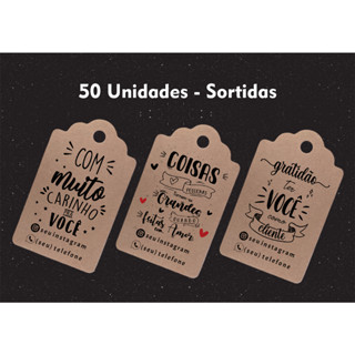 50 Unidades - Tags Personalizadas - Sortida - Papel Kraft - Etiqueta