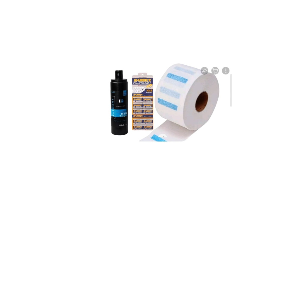 kit 1 shaving gel element  para fazer barba e pezinho alfa looks 750ml+1lamina de barbear barbex +1 unidade de gola higienica
