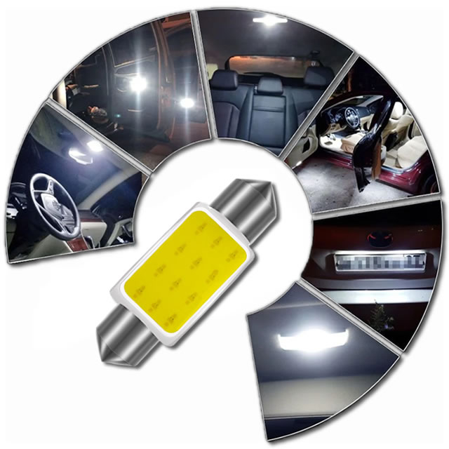 Lampada Super Led Torpedo c5w Cob 31mm 36 mm 39 mm 41 mm Para Teto Luz Placa Porta Malas Carro 6500K 12v branco Efeito Xênon em Oferta na Shopee