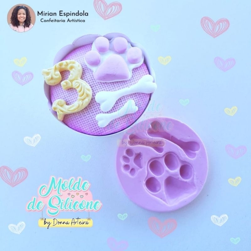 Molde de Silicone Patinha e Osso Pet cód 1055