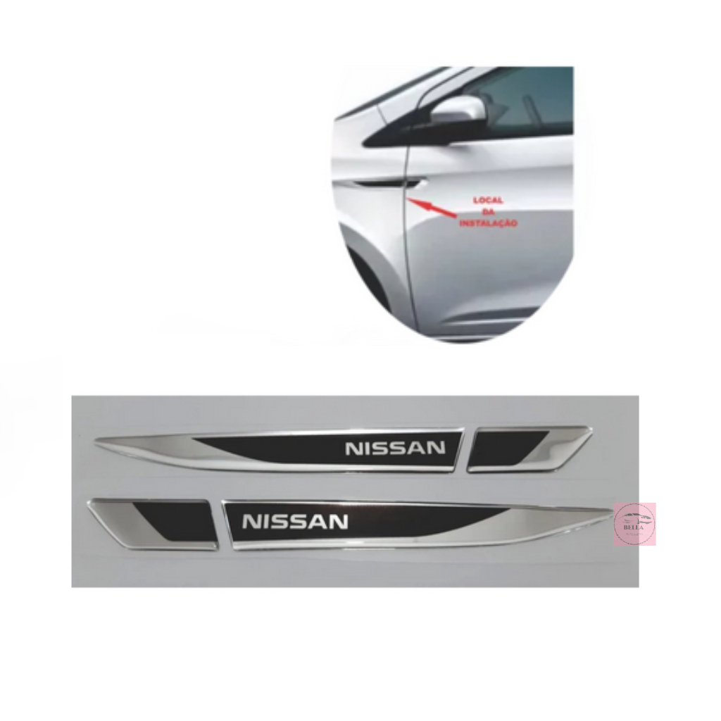 Par De Aplique Lateral  Emblema Resinado Frontier/Grand Livinia/Kicks/March/Sentra/Tida/Versa....