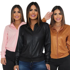 Jaqueta Bomber Cirre Feminino. Blusa De Frio Para Moda Outono-Inverno.