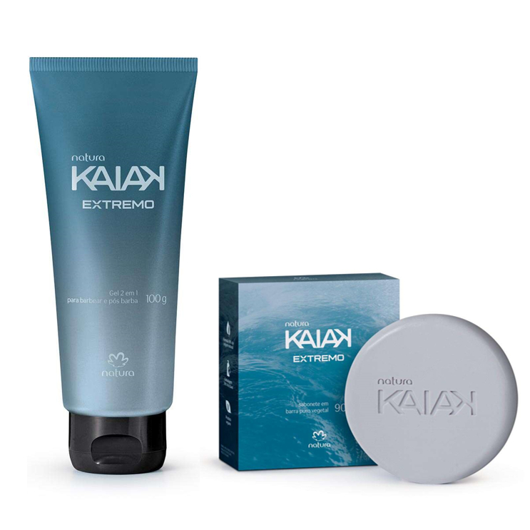 Linha Kaiak Extremo Natura: Gel 2 em 1 Para Barba e Pós-barba e Sabonete em Barra