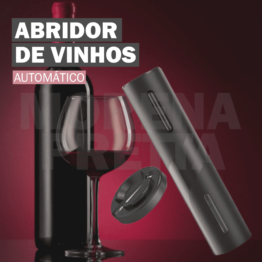 Abridor De Vinho Automático Saca Rolhas Elétrico Sofisticado Prático Fácil Simples