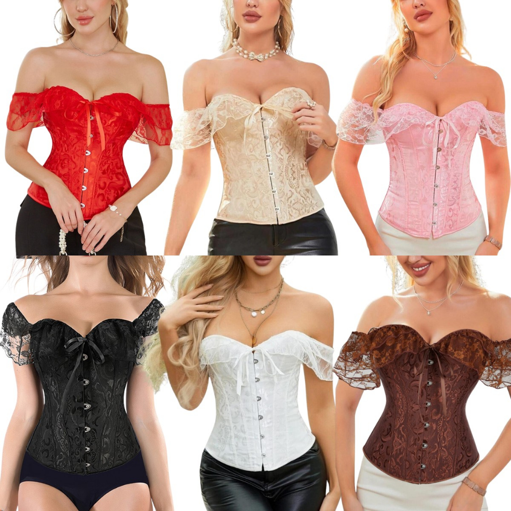 Corset Corselet Blusa Modeladora Manga Curta Renda Floral Linha Casual Cores A M759