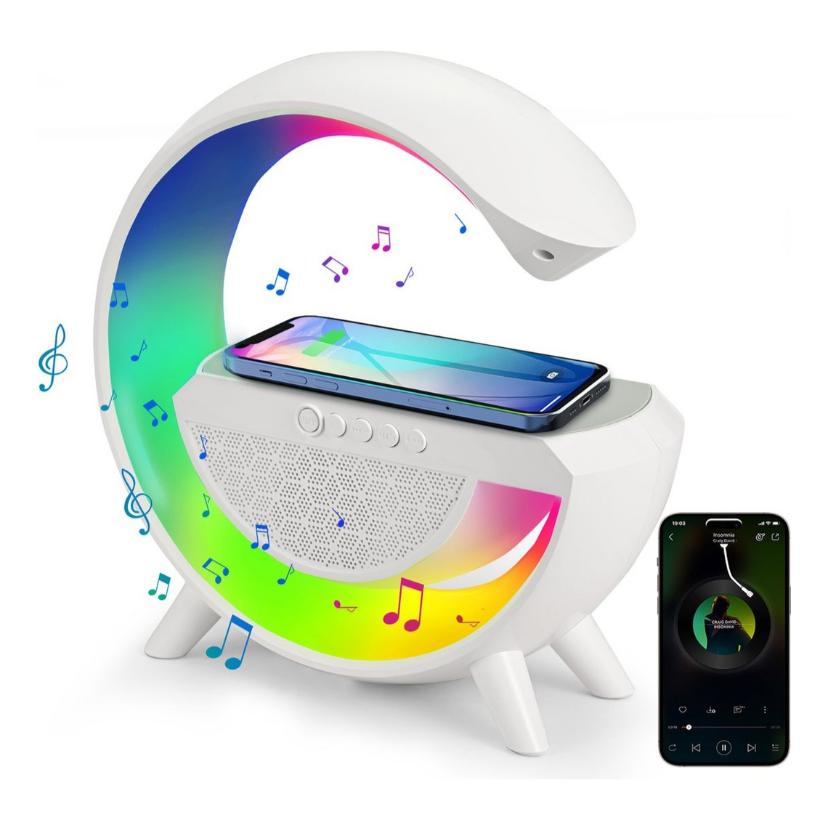 Luminária Bluetooth Inteligente carregador Sem Fio RGB Decoração Lâmpada De Cabeceira Com Alto Falante Bass Led G Speaker