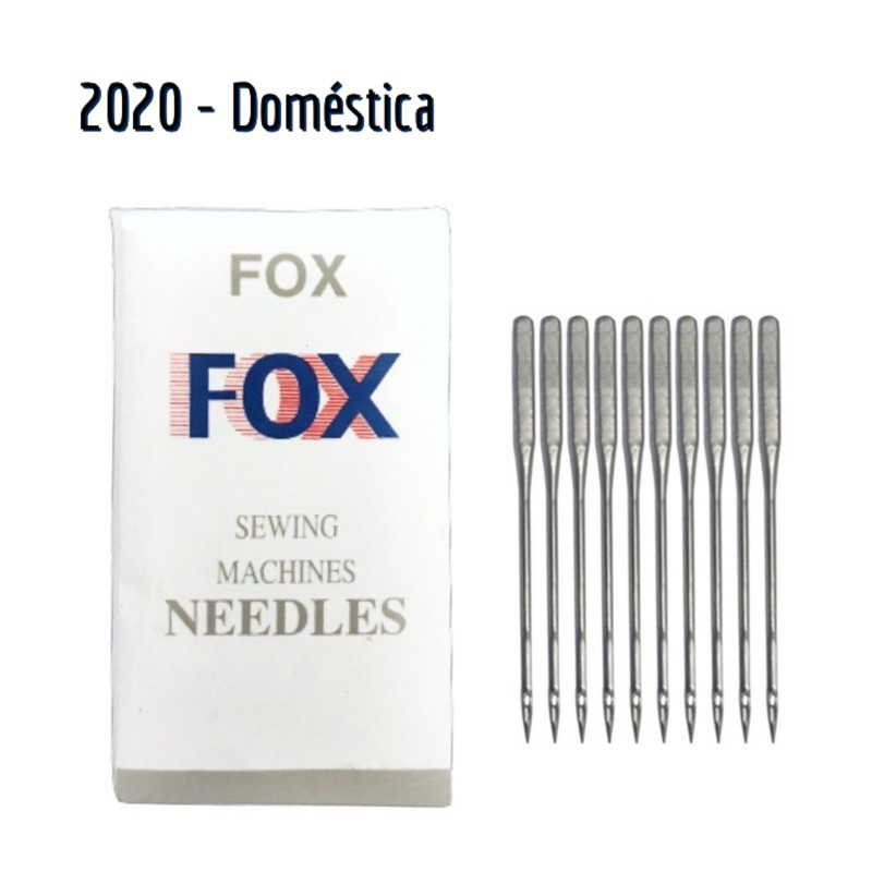 10 Agulha Maquina Costura Doméstica 2020 Nº9/11/12/13/14/16/18 c/10un. FOX
