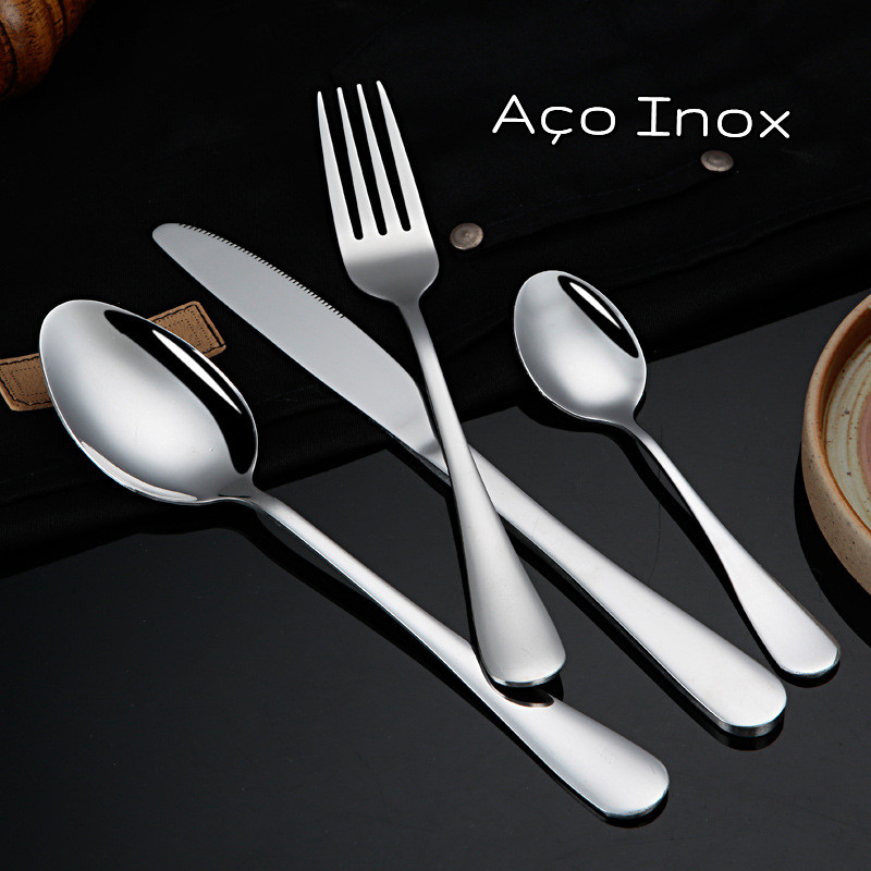 24 Peças Jogo De Faca Garfo Colher De Mesa Usado Em Restaurantes E Cozinhas Promoção