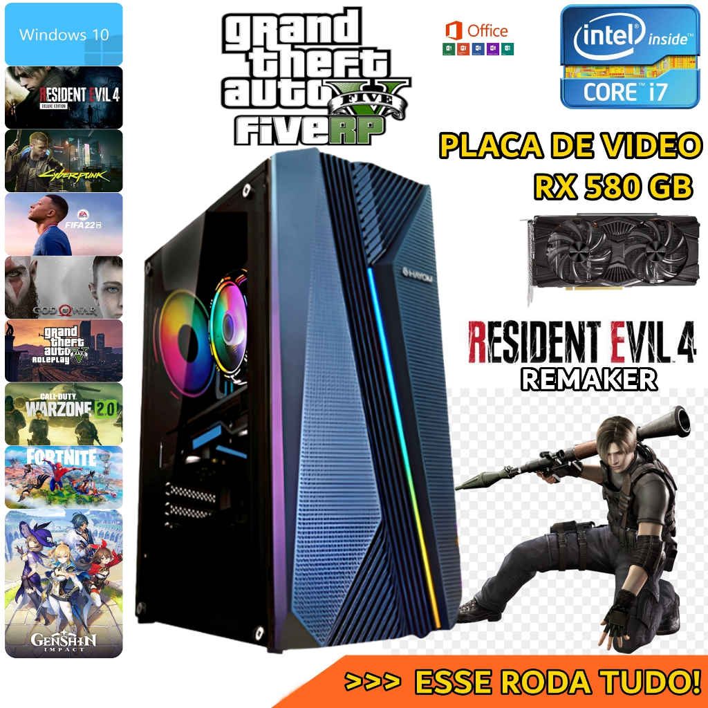 Computador Gamer Core i7 - Placa de vídeo RX580 8GB Gamers e Profissionais c/ garantia e NF.
