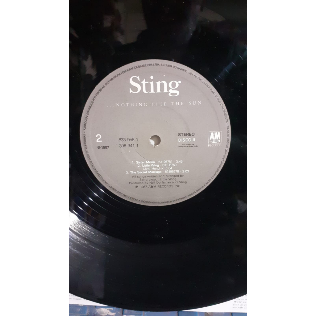 DISCO VINIL-DUPLO- STING NOTHING LIKE- 1987 -NACIONAL -COMPLETO-RARO