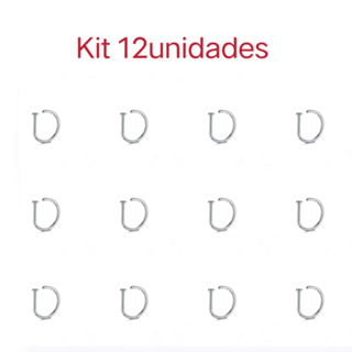 Kit 12unidades Piercing De Nariz Nostril D-ring em aço cirúrgico em Oferta na Shopee