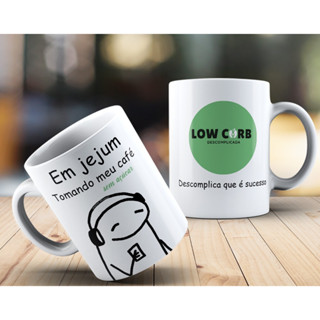 Caneca Branca Cerâmica/Porcelana 325ml Low Carb Descomplicada.