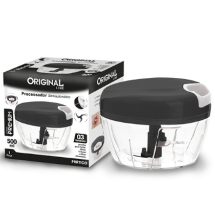 Mini Processador de Alimentos Manual com Corda 3 Lâminas Inox Triturador Premium
