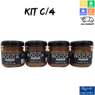 4 Potes Doce de Leite Rocca 50g com Café Coco Avelã e Tradicional Sul de Minas