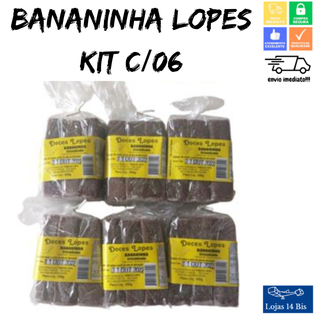 06 Bananinha Cristalizada 200g Super Macia Somente Banana e Açúcar Doces Lopes em Oferta na Shopee