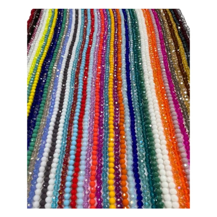 Fio de Cristal de vidro facetado 4mm aproximadamente 120 unidades aprox. no fio em Oferta na Shopee