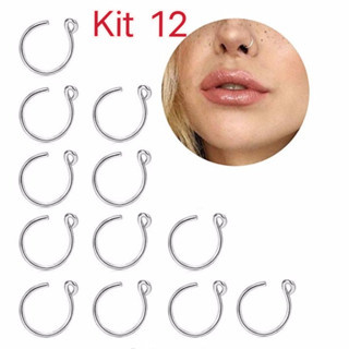 Kit 12 Piercing Fake Argola Septo nasal falso aço cirúrgico unissex em Oferta na Shopee