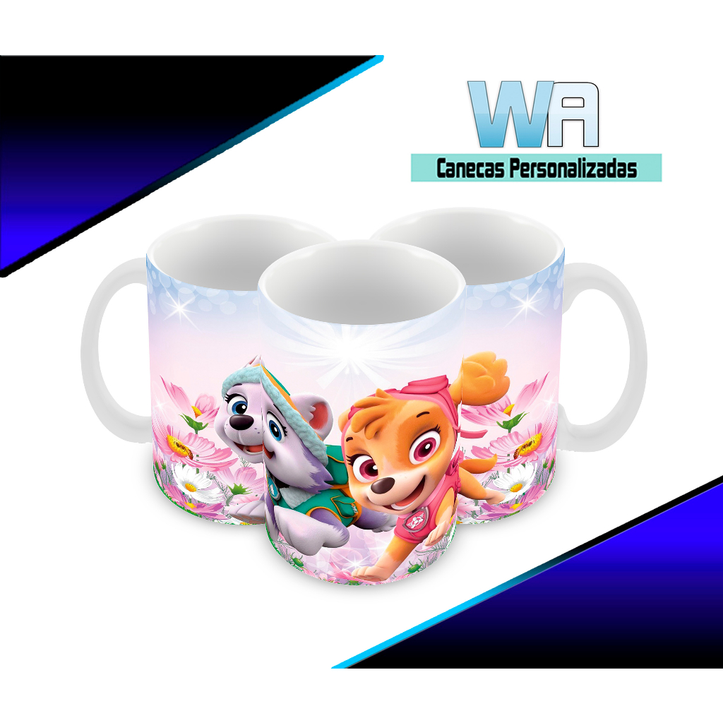 Caneca Patrulha Canina Skye e Everest De Polímero Personalizado Modelo 3