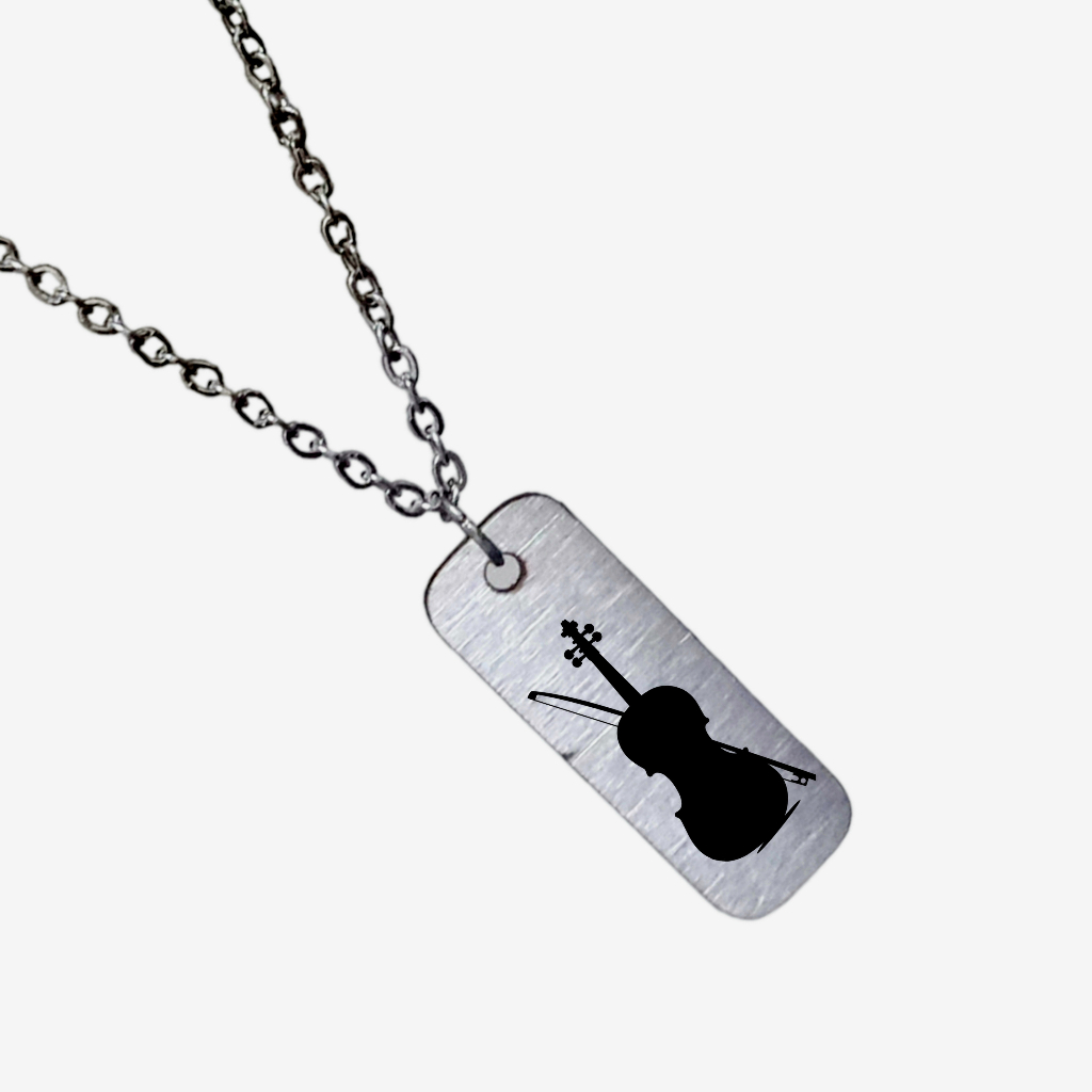 Colar Cordão Violoncelo Opera Corrente Aço Escovado Cor Prata Masculino Feminino Acessórios da Moda