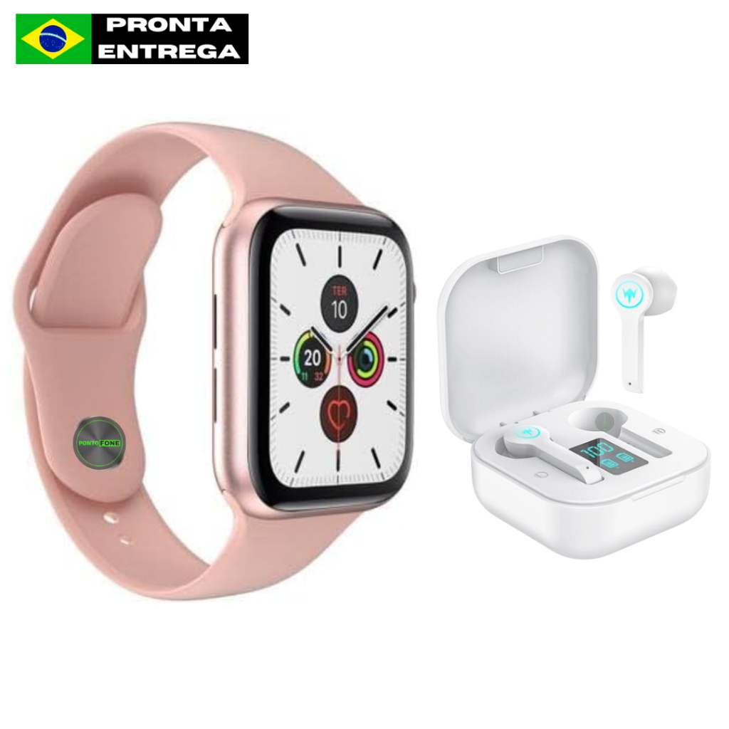 SmartWatch + Fone Bluetooth | Kit Relógio e Fone de Ouvido sem Fio | IWO Whatch 7 | Whatch 8 para Android IOS