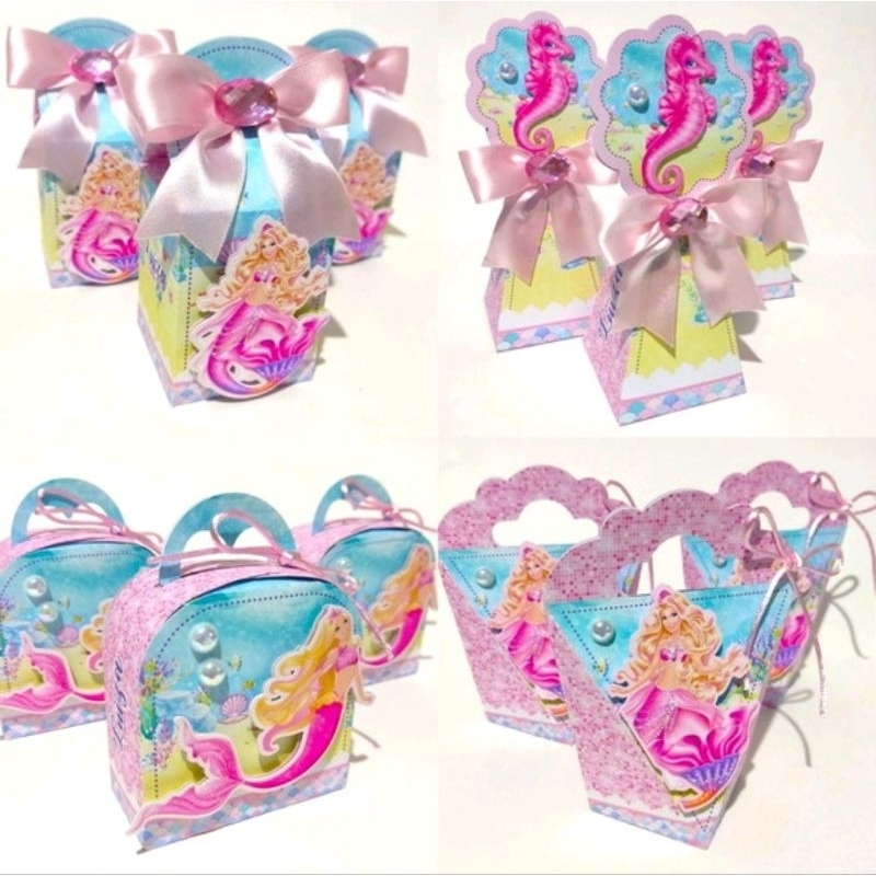 Kit lembrancinhas personalizadas Barbie Sereia/festa/aniversário/pegue e monte/caixinhas