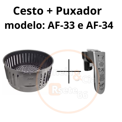Kit Cesto + Puxador Air Fryer Mondial AF-33 e AF-34