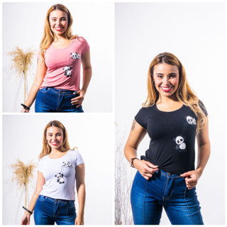 Kit 3 Blusas Femininas Panda Camiseta Feminina