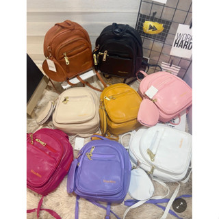 mochila feminina em PU alta qualidade pequeno espaçosa com porta moeda