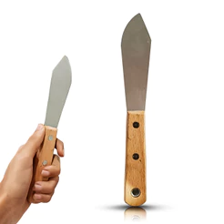 Espátula De Canto Em Aço Inox 40mm Com Cabo Madeira Profissional