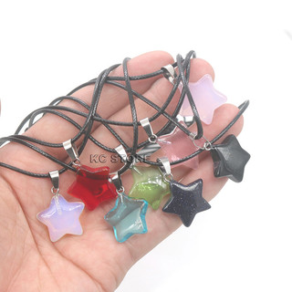 colar cordão preto de estrela pedra resina cristal ônix tigre vermelha rosa azul colorido máxicolar