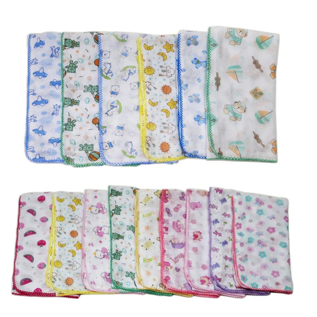 Fralda Estampada Luxo 70x70 Com Crochê Kit Com 5 Pçs em Oferta na Shopee