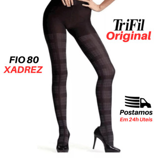 Meia Calça Fio 80 Trifil Xadrez Scotch Fio 80 Denier Meia de moda Moderna e versátil