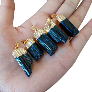 Pingente De Pedra Turmalina Negra Natural Folheada - Pedra Da Proteção - Unidade em Oferta na Shopee