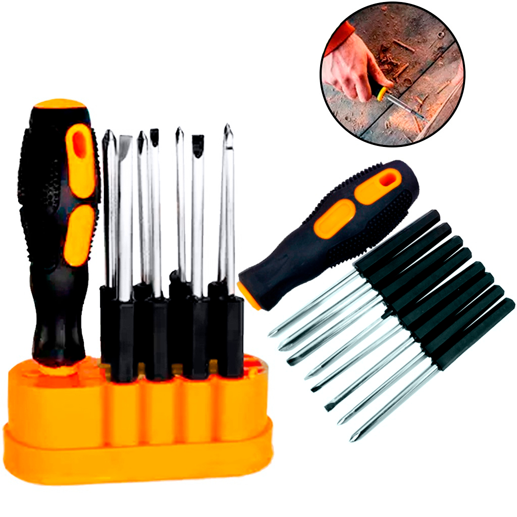 Kit Jogo Chave De Fenda Fenda Phillips 8 Em 1 Peças Profissional Para Uso Geral Com Estojo