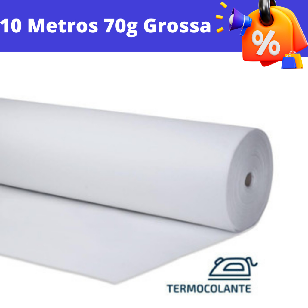 10 Metros Entretela Grossa Não-Tecido Termocolante 70Gr Macia