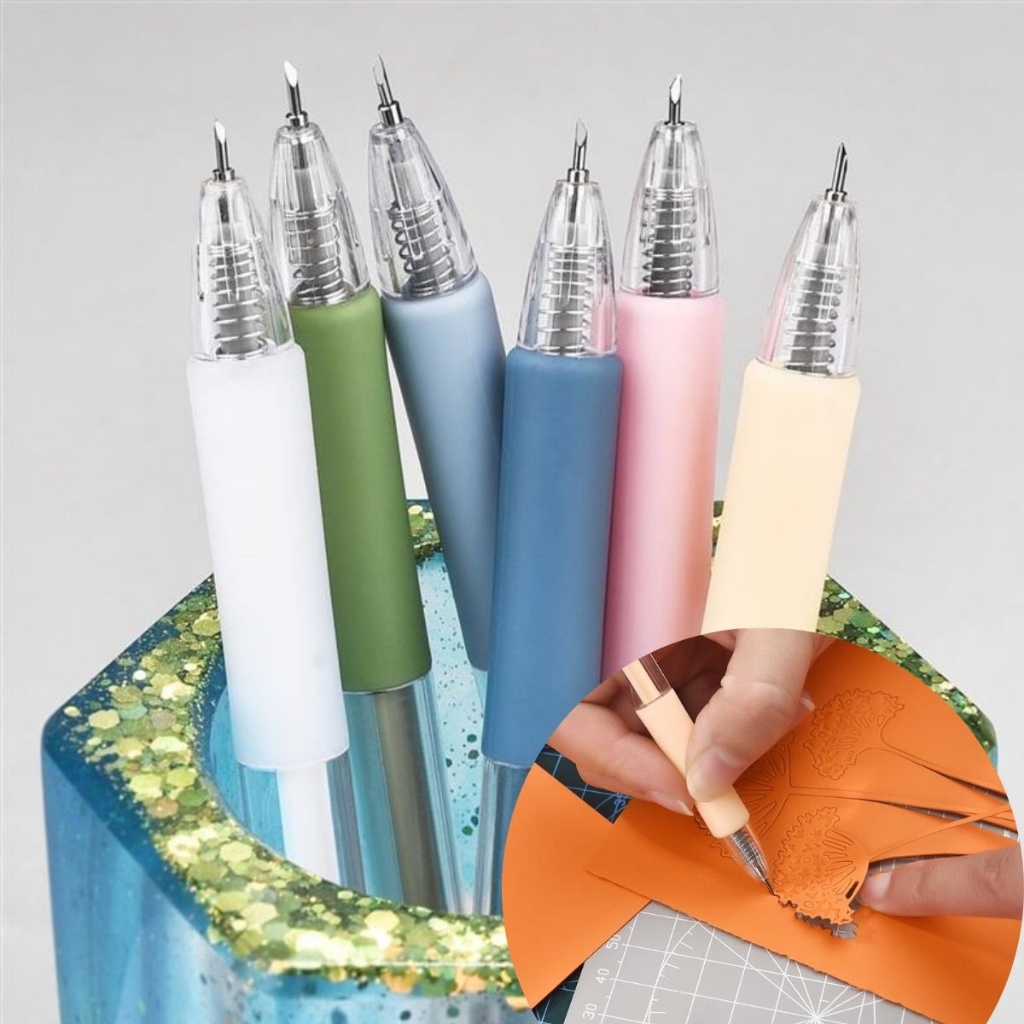kit 6 Canetas Estilete Cortante Artesanal Caneta Cortadora De Papel Portátil  Scrapbook Cartonagem