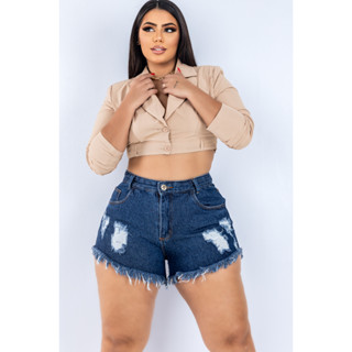 Short jeans Plus Size Hot-Paint Desfiado.